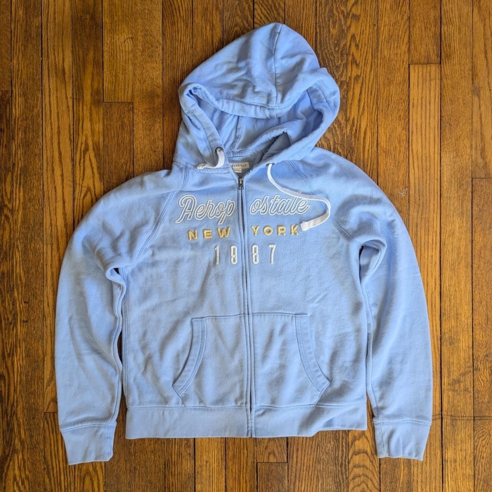 Aeropostale Spellout Zip-up Hoodie Sweatshirt